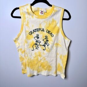 Grateful Dead Yellow and White Tie-Dye Tank Top